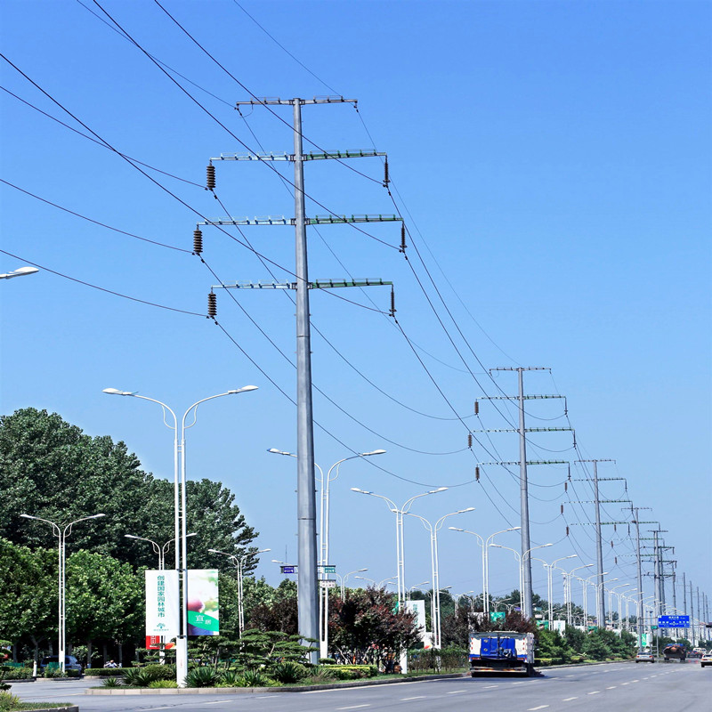 电力钢管杆参数 10千伏单回路耐张钢杆 60度转角输变电圆管塔