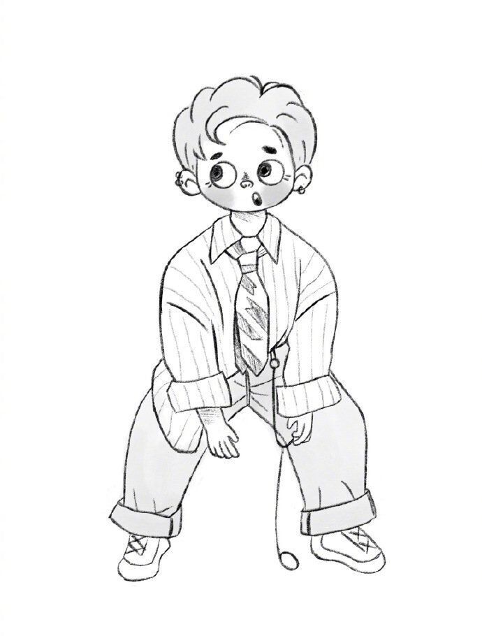 萌系人物简笔画,线条简单流畅,形象生动可爱