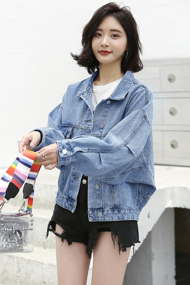 春秋季新牛仔外套女宽松流行网红夹克bf短款牛仔衣
