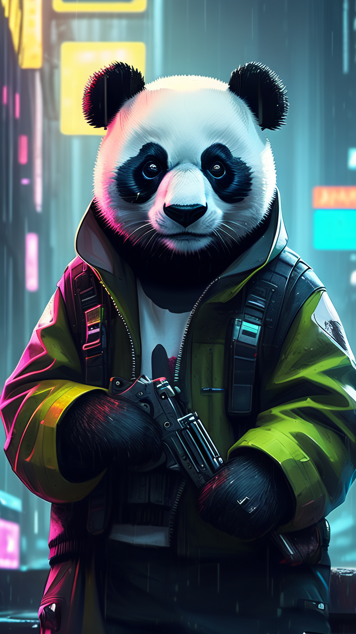 ai赛博朋克熊猫壁纸