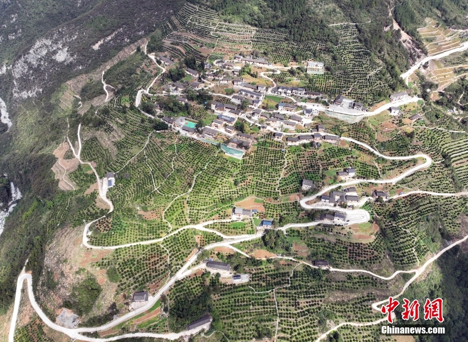 航拍重庆市巫山县下庄村天路