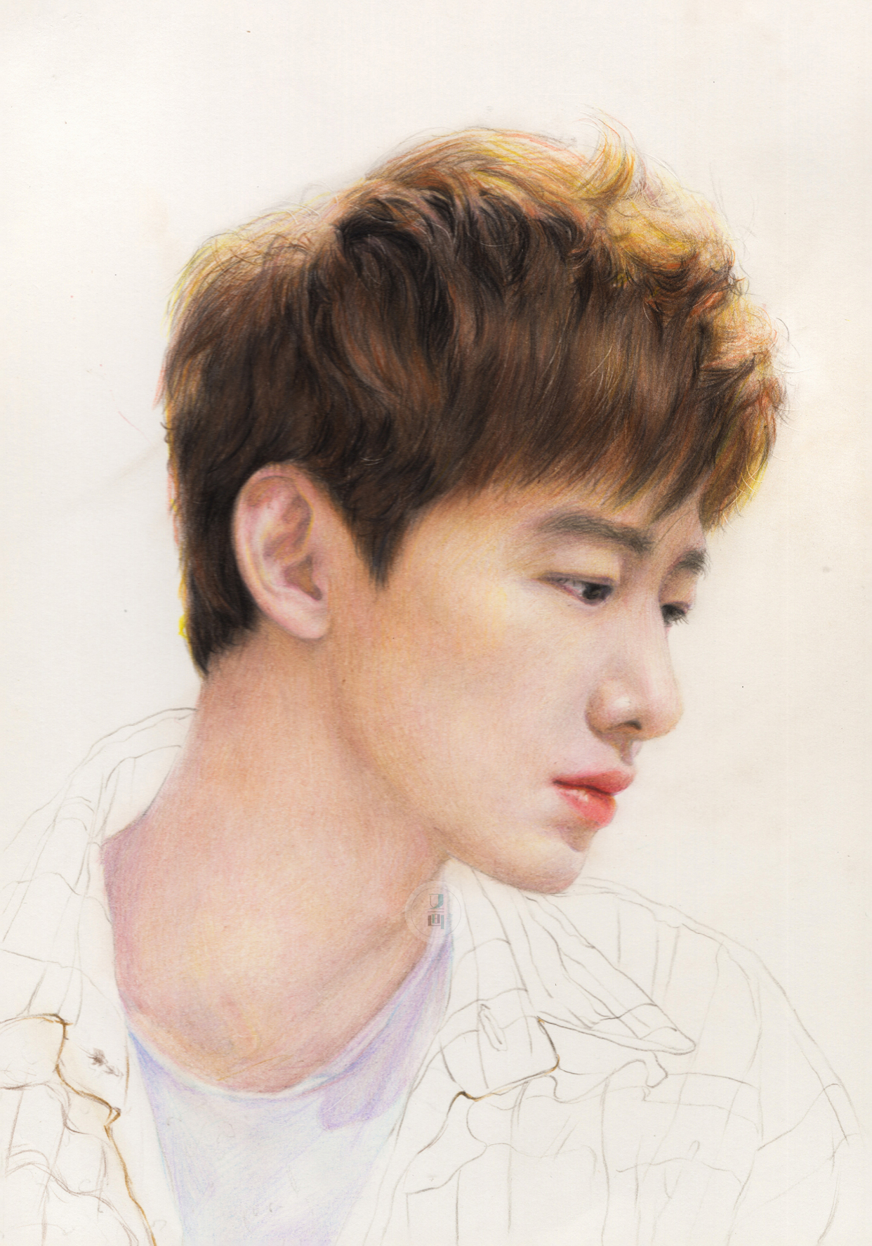 彩铅 写实白敬亭绘画步骤