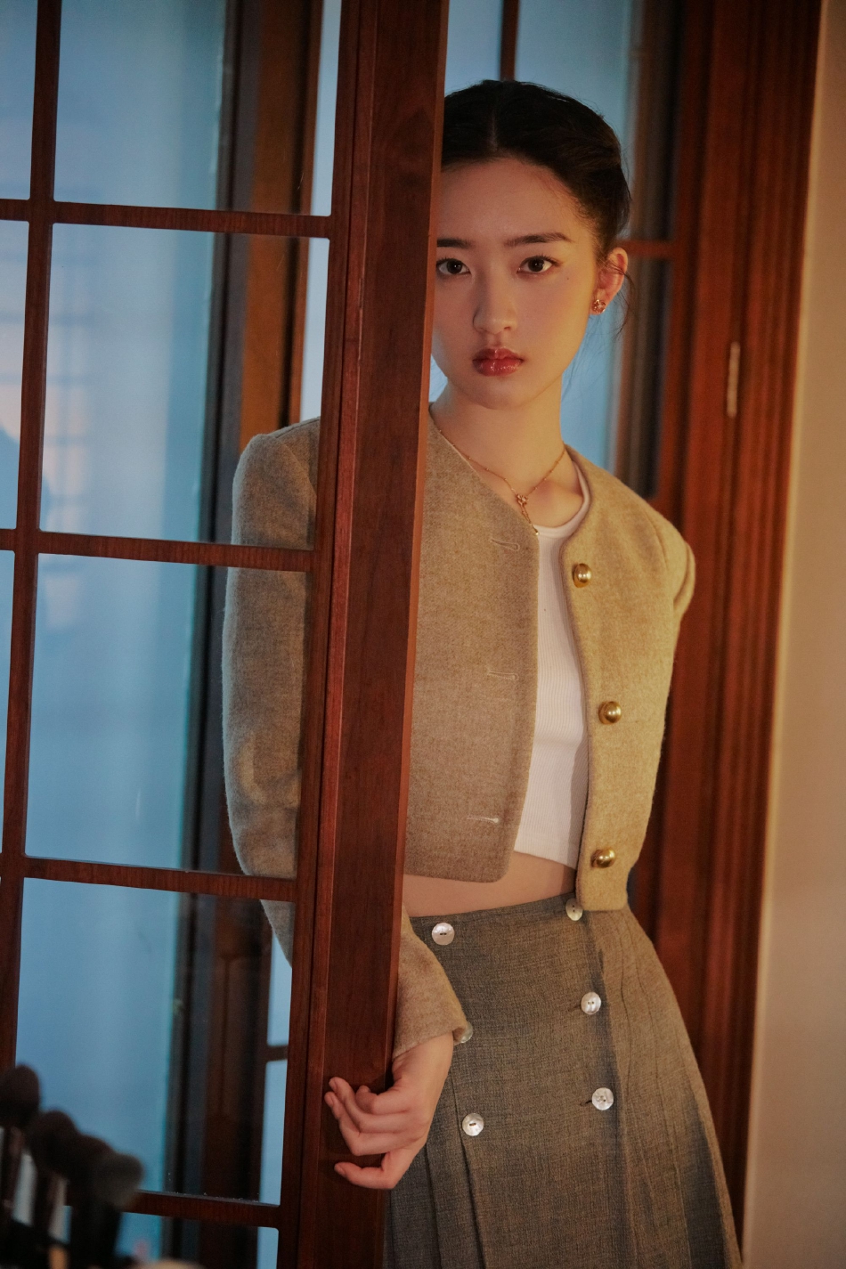 组图邓恩熙平遥影展开幕活动写真曝光香槟色套装温婉甜美