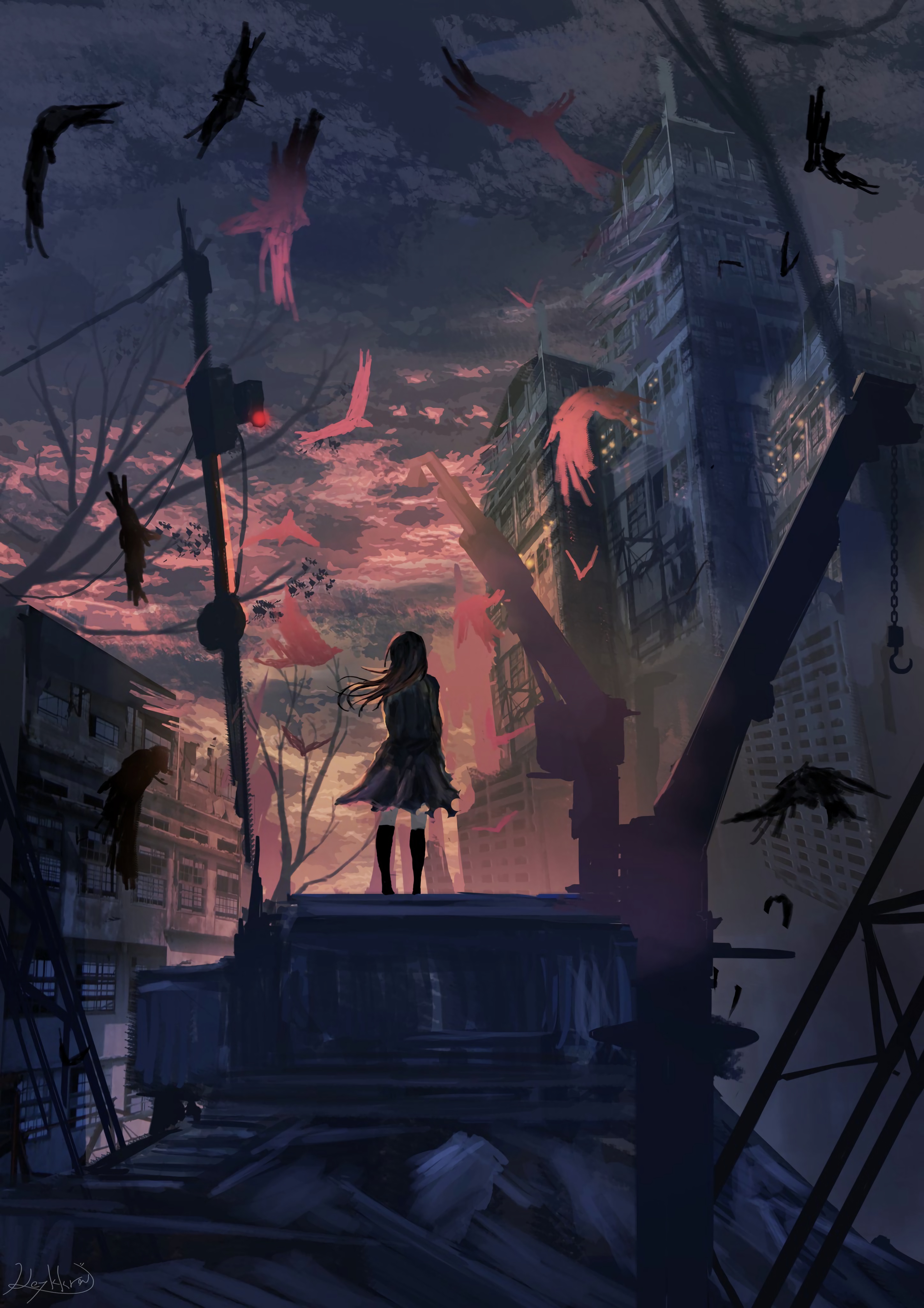 50张高清ai人物动漫手机壁纸,背影唯美,画质感人!