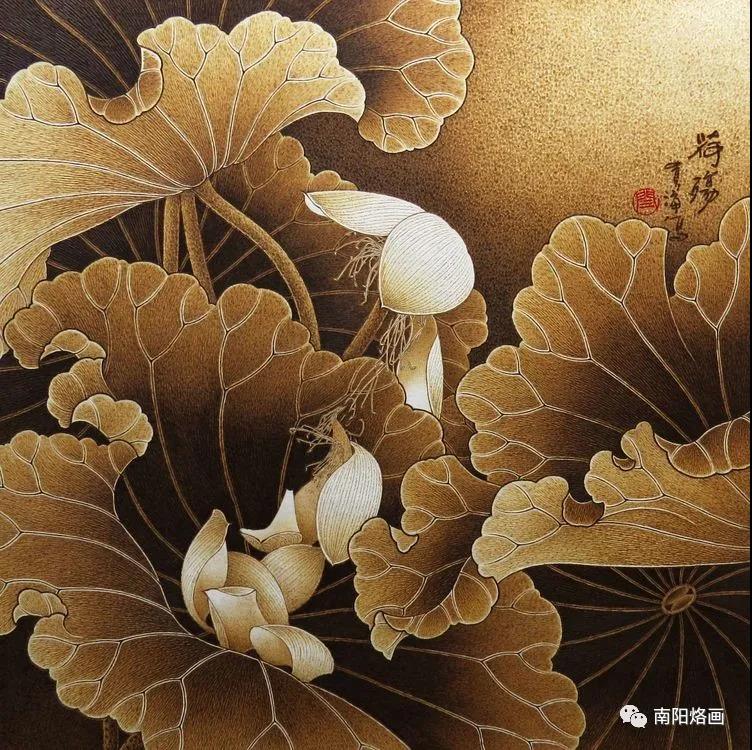 南阳市烙画厂烙画大师闫贵海丝绢烙画作品欣赏