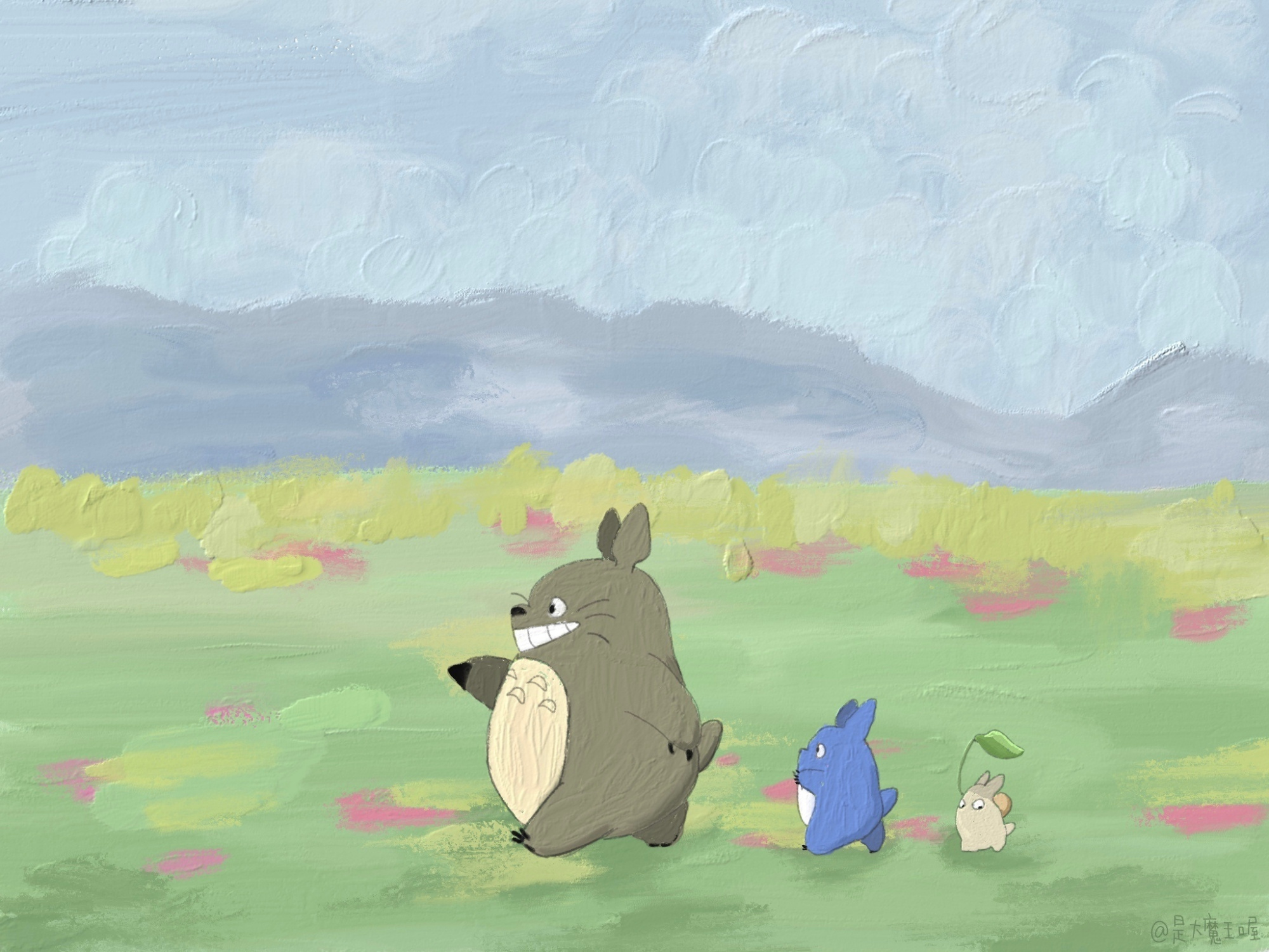 油画风ipad平板壁纸,唯美风景插画