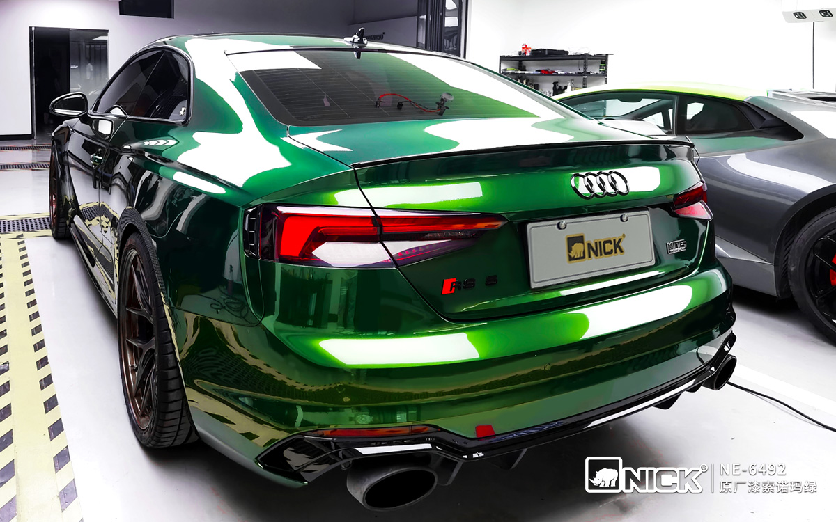 nick尼克汽车改色膜 奥迪rs5原厂漆索诺玛绿案例效果