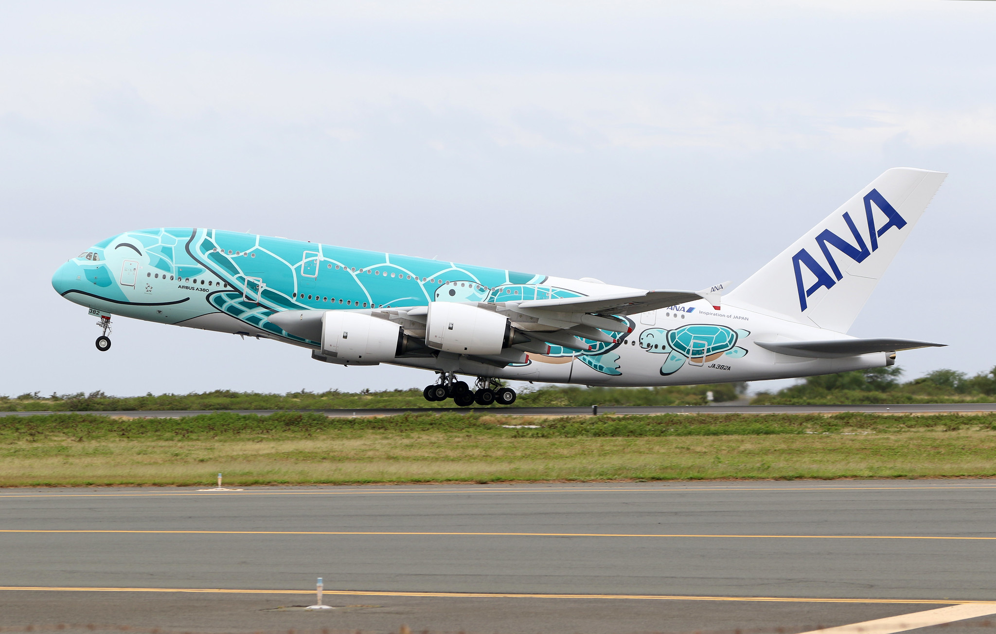展翅飞翔的三色海龟:全日空a380客机「高清图集」