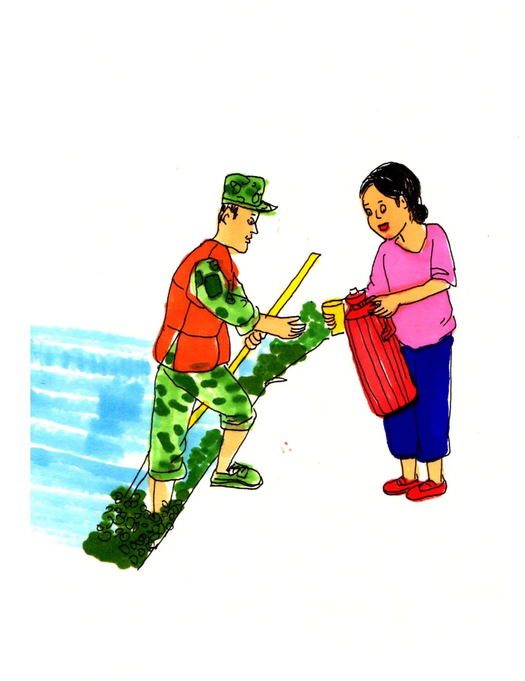 肥乡漫画家致敬抗洪一线"最美逆行者"