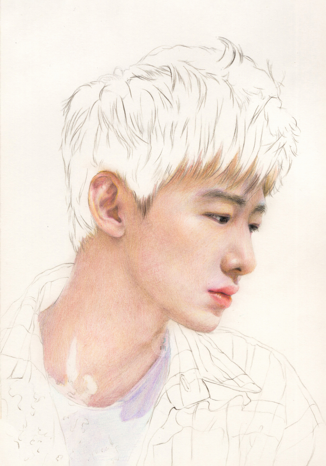 彩铅 写实白敬亭绘画步骤