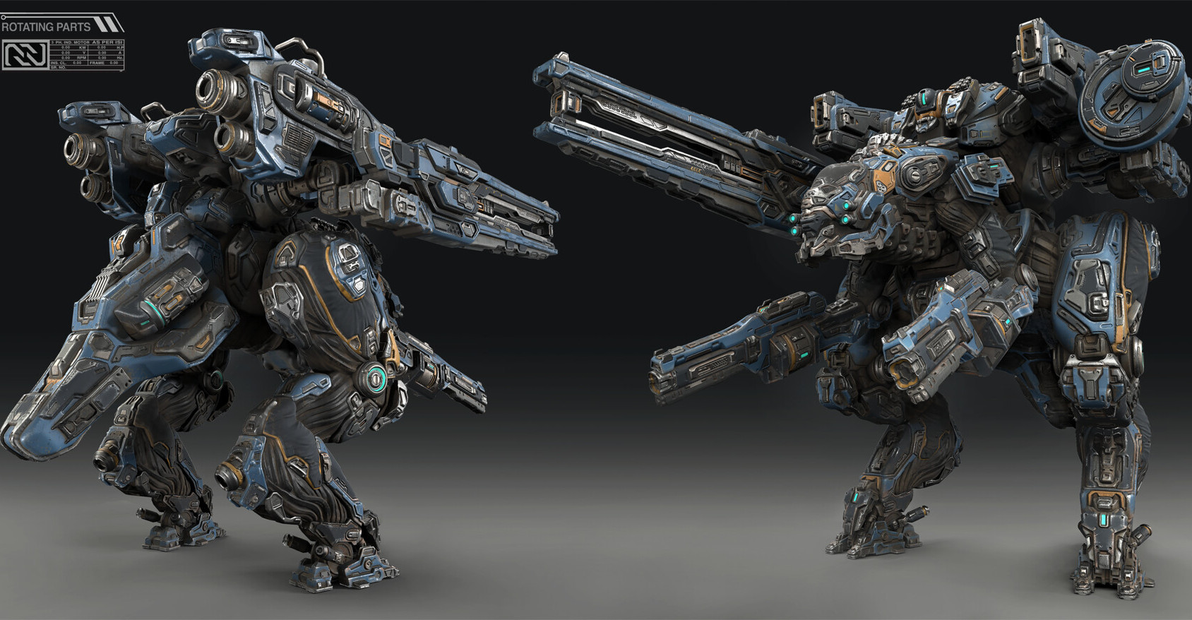 一组3d建模机甲作品!帅气的机械大块头!