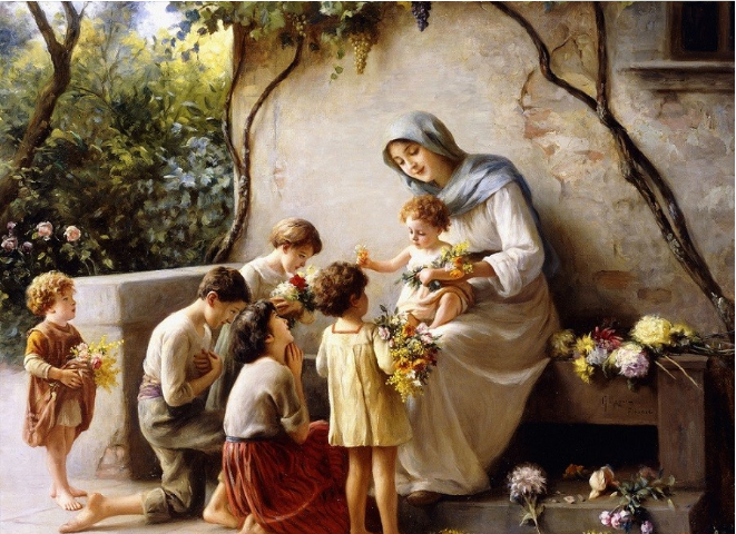 欧洲名画中的母与子