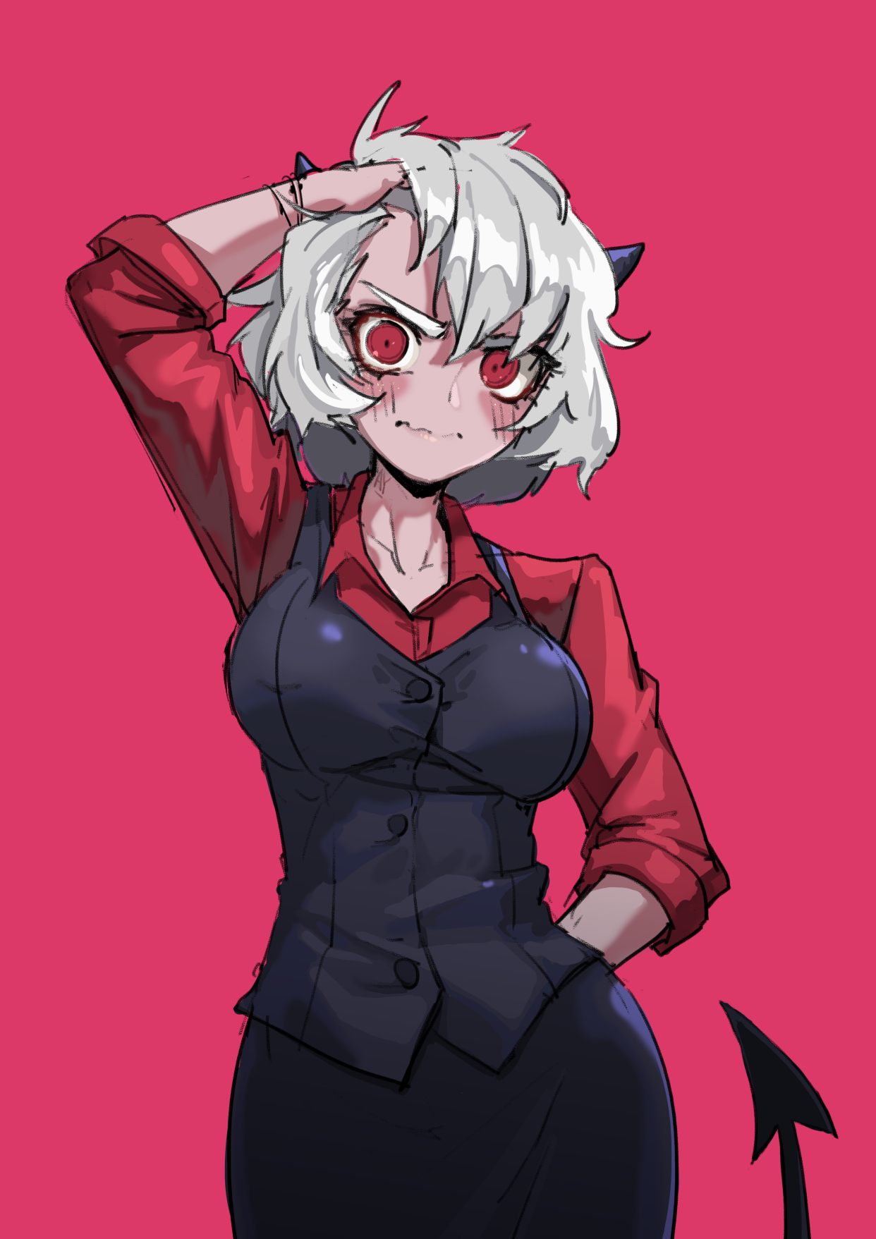 《地狱把妹王》里小萌妹helltaker的插画也是太恐怖了吧,不敢看