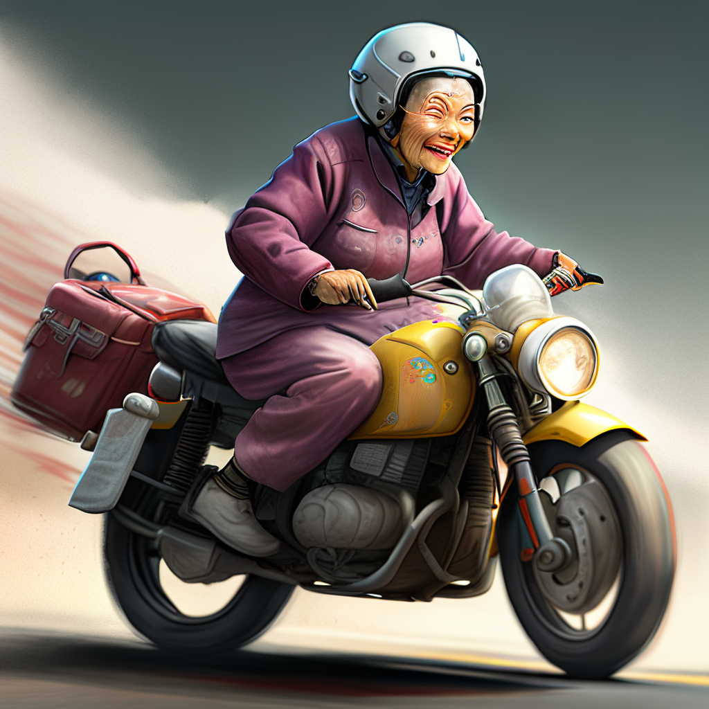 老奶奶骑摩托车,这些东西结合,ai给你什么惊喜!