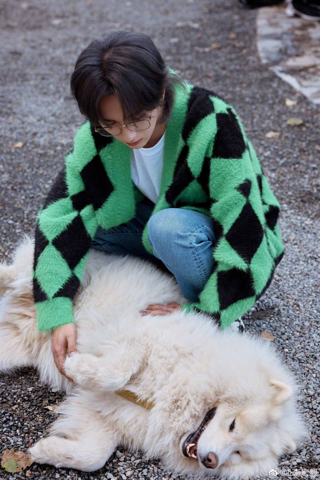 李宏毅 绿色针织衫写真