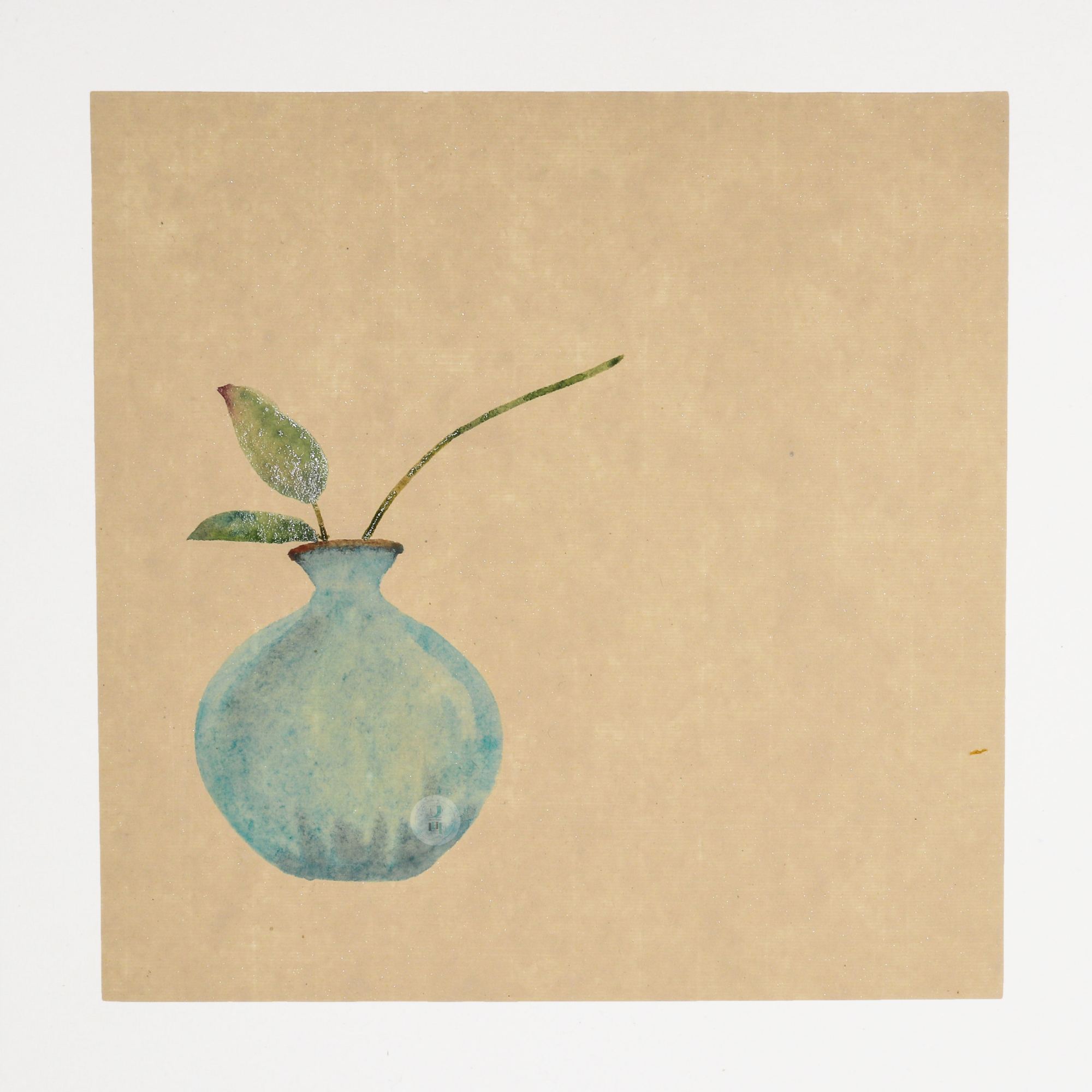 国画 蓝色瓶花盆栽绘画过程