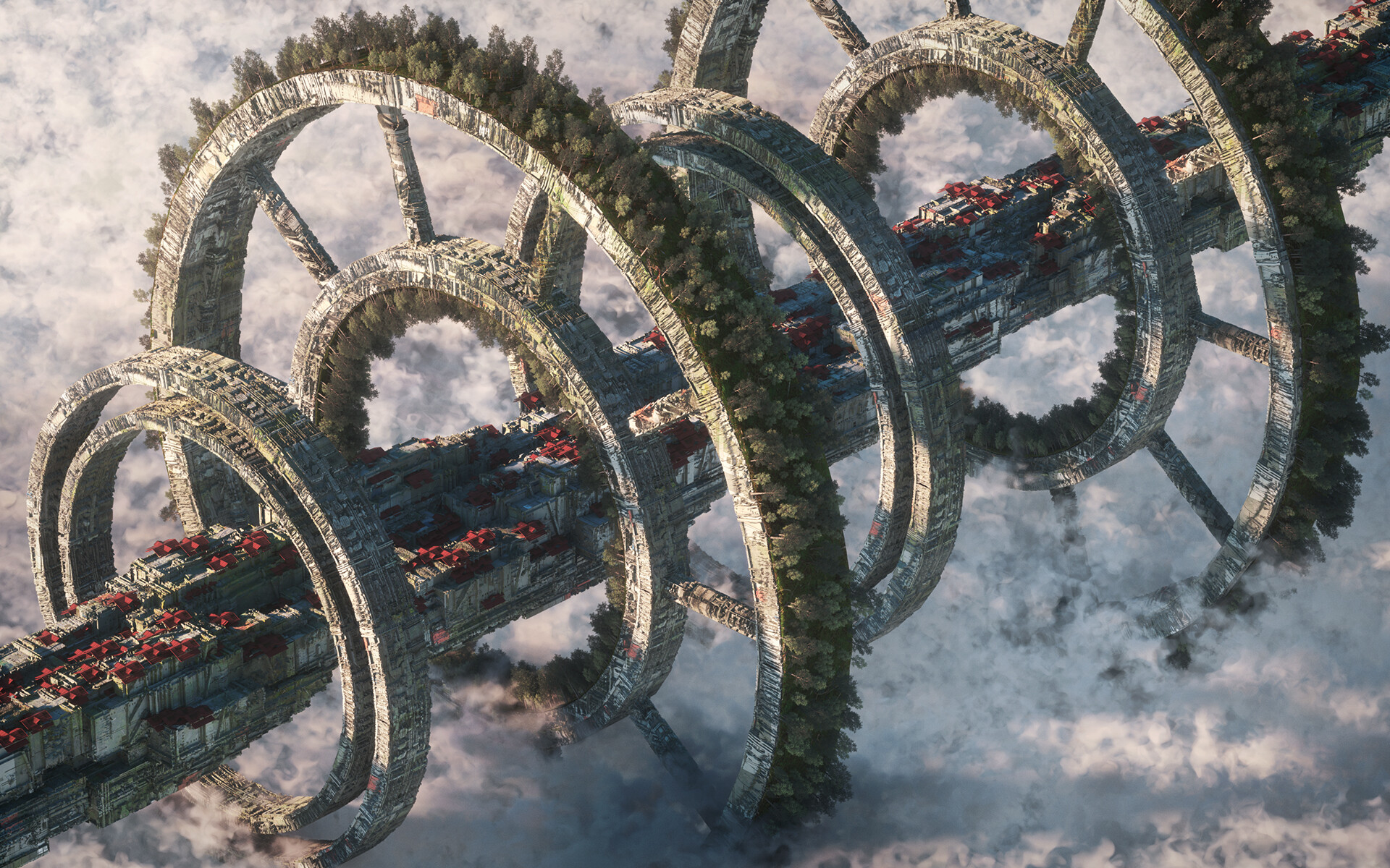 意大利插画师绘制的科幻场景插画!用细腻笔触描绘了一个未来世界