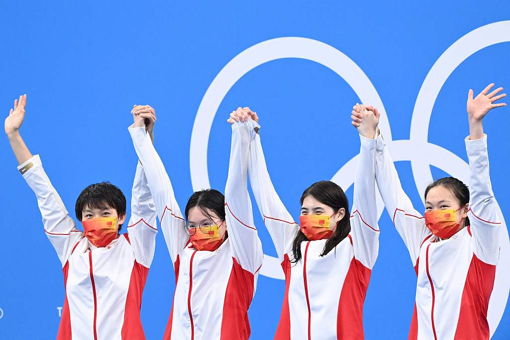 2020东京奥运会女子4x200米自由泳接力决赛:打破世界纪录!中国队夺金