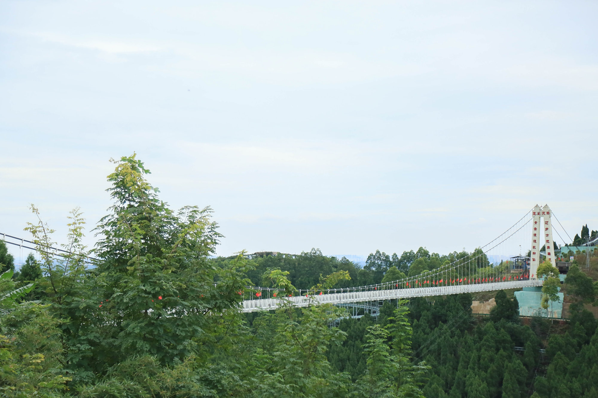 金堂玉皇养生谷内让人心跳加速的玻璃桥