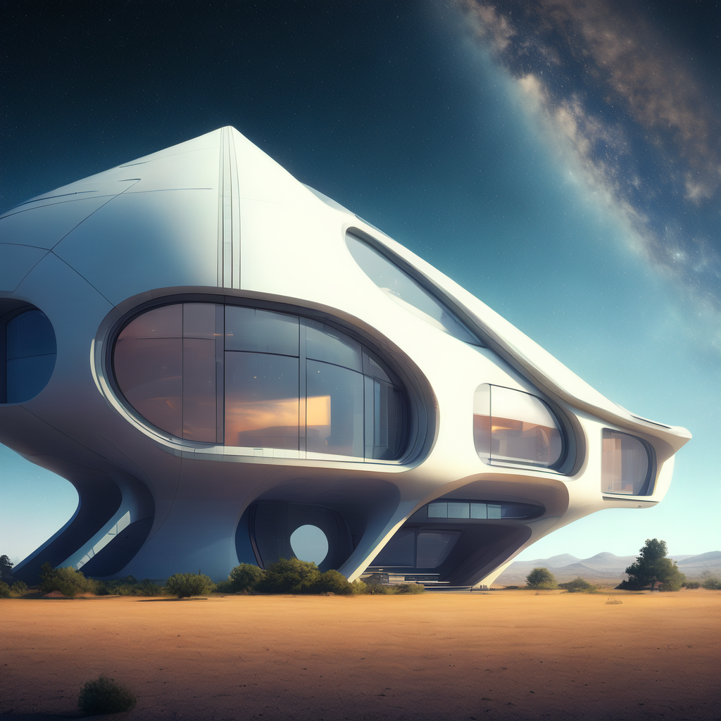 未来的房子和宇宙飞船一体化——文心一格给我出的设计图