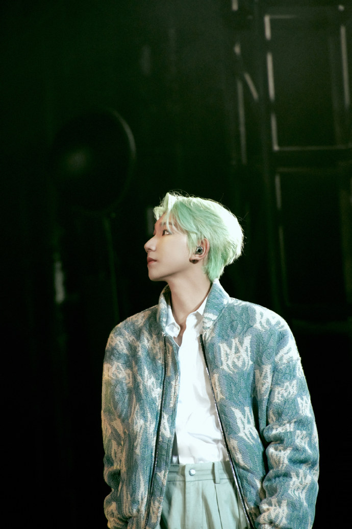 组图:王源举行客厅狂欢巡回演唱会 染绿发置身光影下似小王子