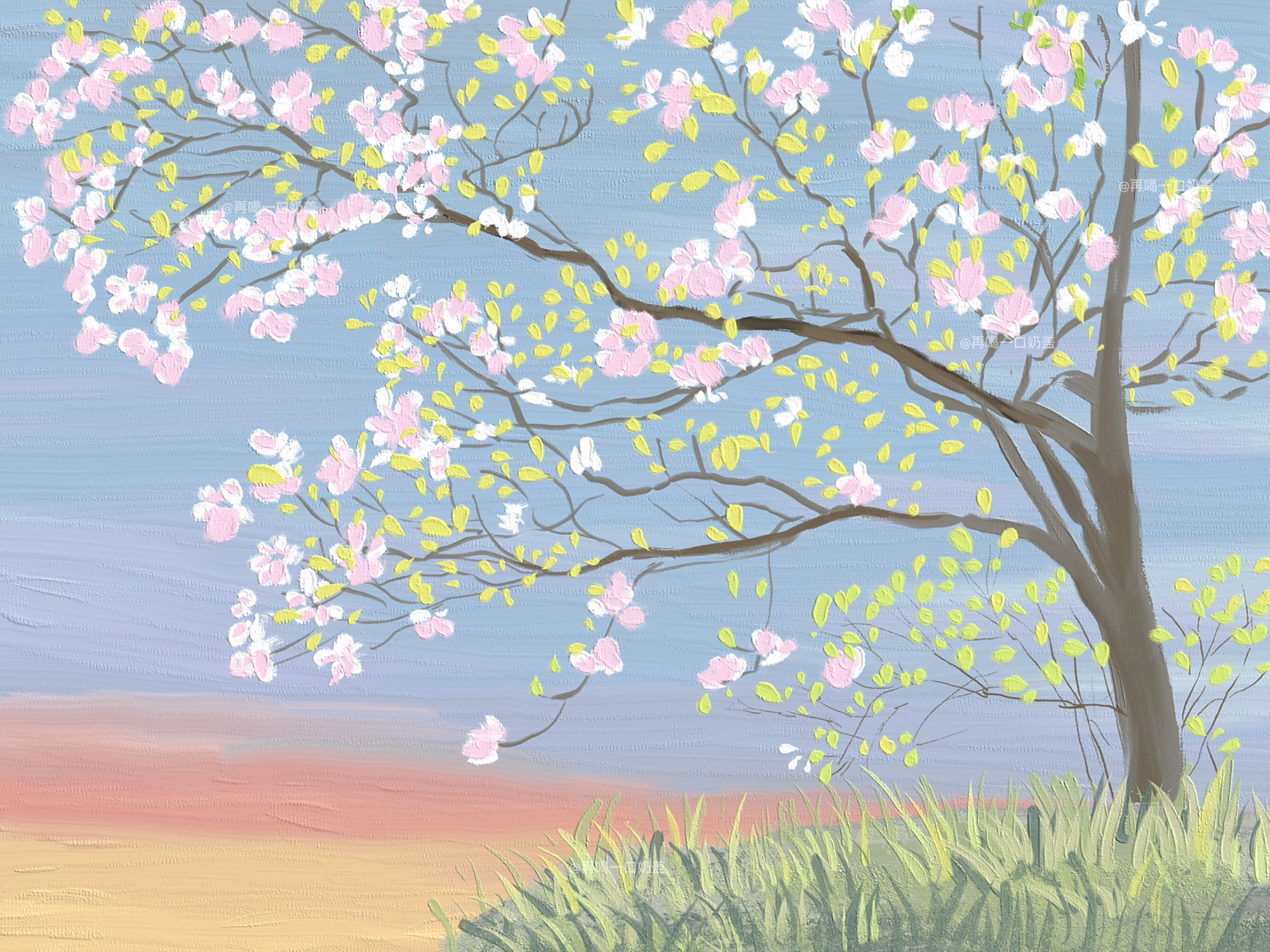 超清朋友圈背景图,清新唯美干净油画风