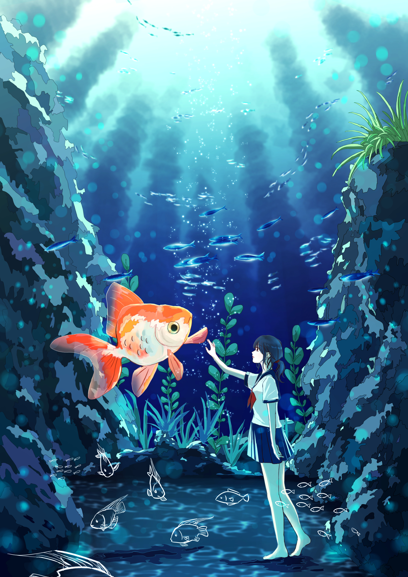 这些金鱼与美女的插画你可能没见过,画得逼真而有意义,值得细品