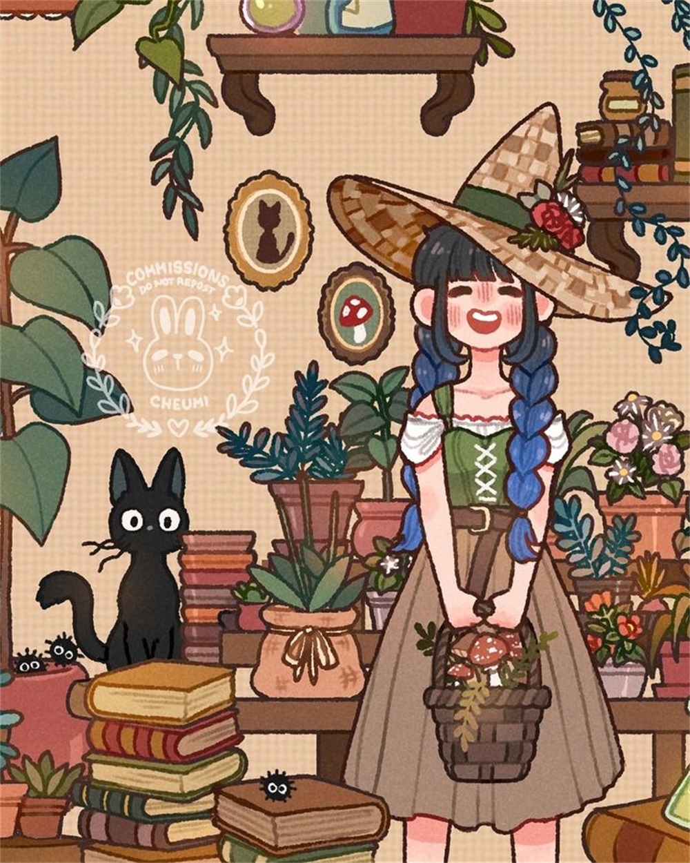 一组可爱的平涂卡通插画,非常温馨甜美