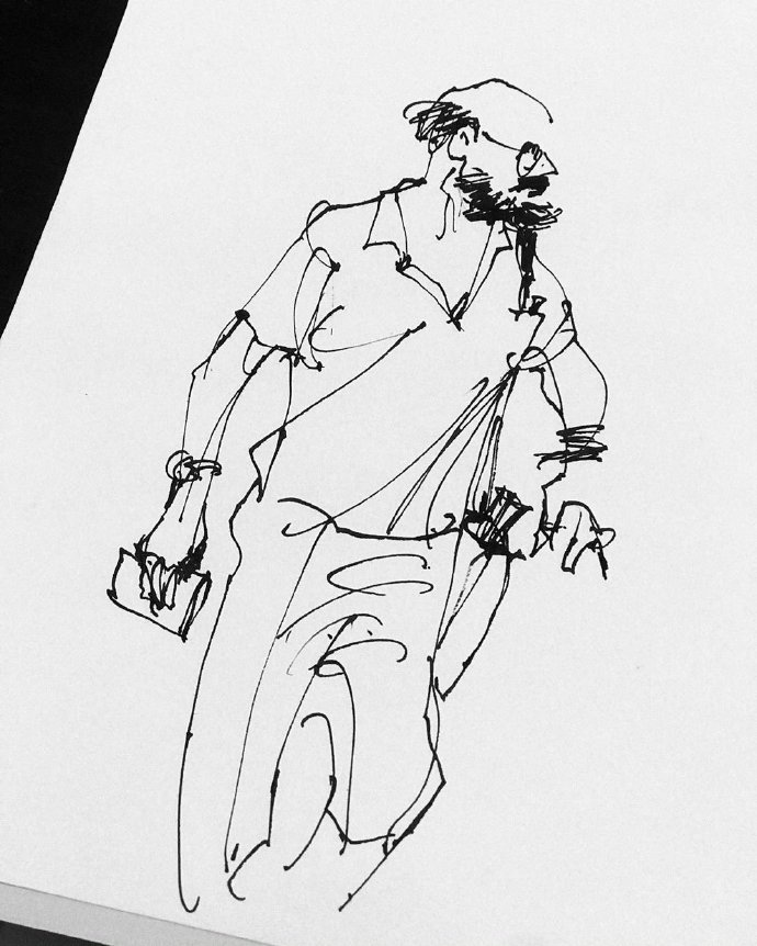 近看是乱画的线条,远看是生动的速写,真正的大师都很自由