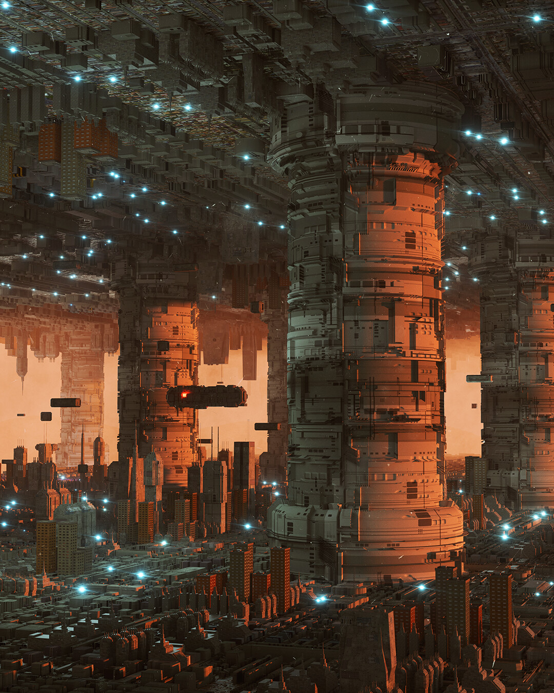 意大利插画师绘制的科幻场景插画!用细腻笔触描绘了一个未来世界