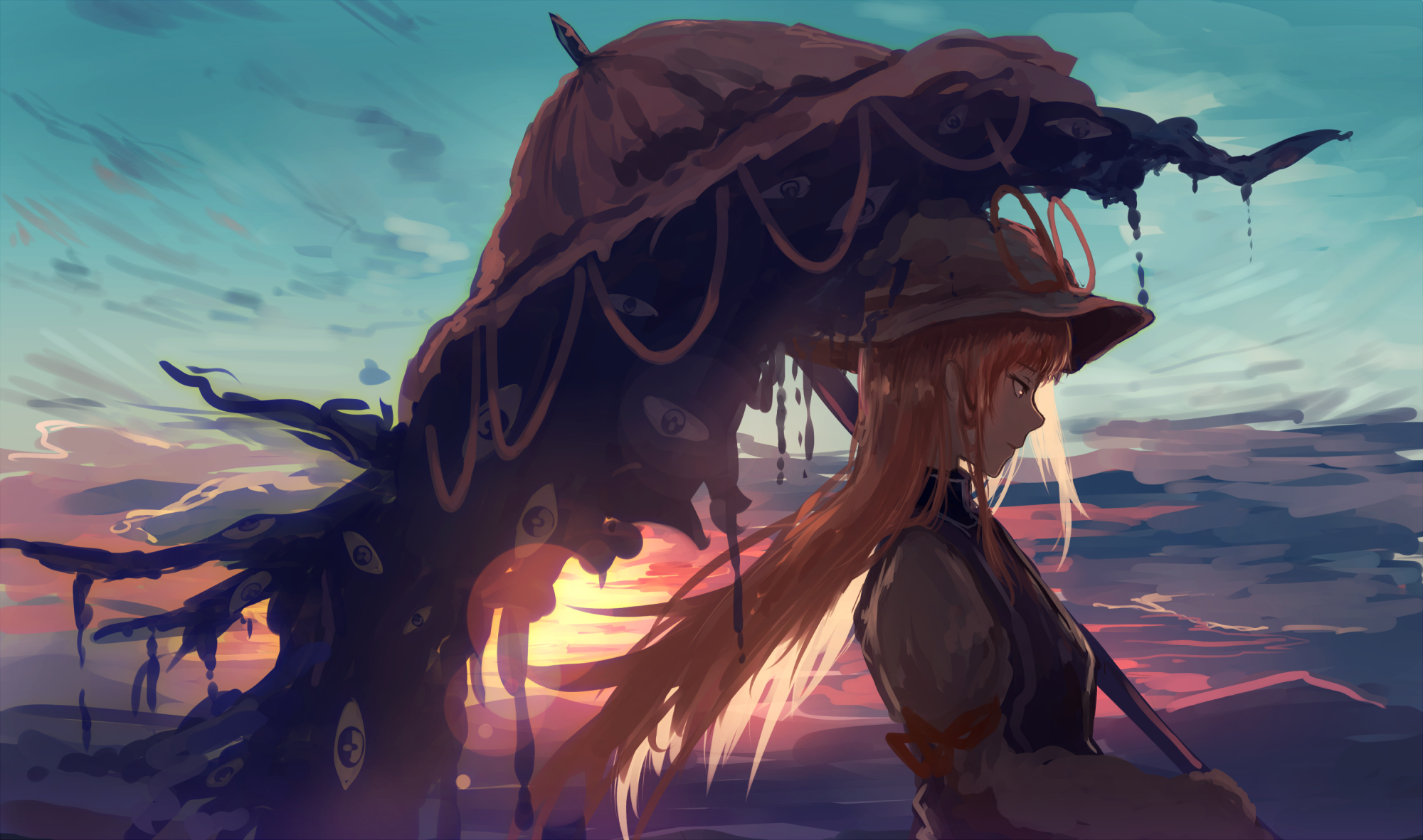 二次元日漫《东方》里的八云紫插画壁纸,画得不错,喜欢的收藏