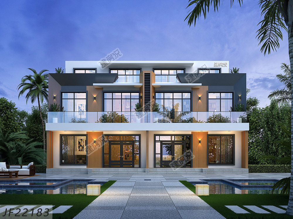 8款现代风双拼别墅,图纸收藏好参考,兄弟合建奔小康