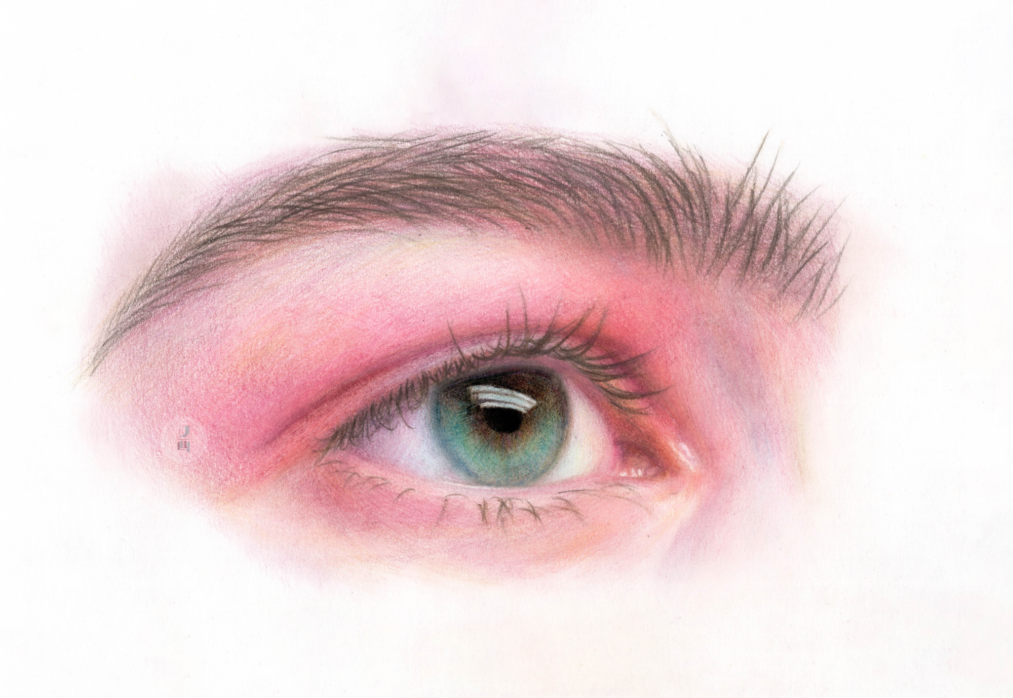 彩铅 写实人像眼睛特写绘画过程