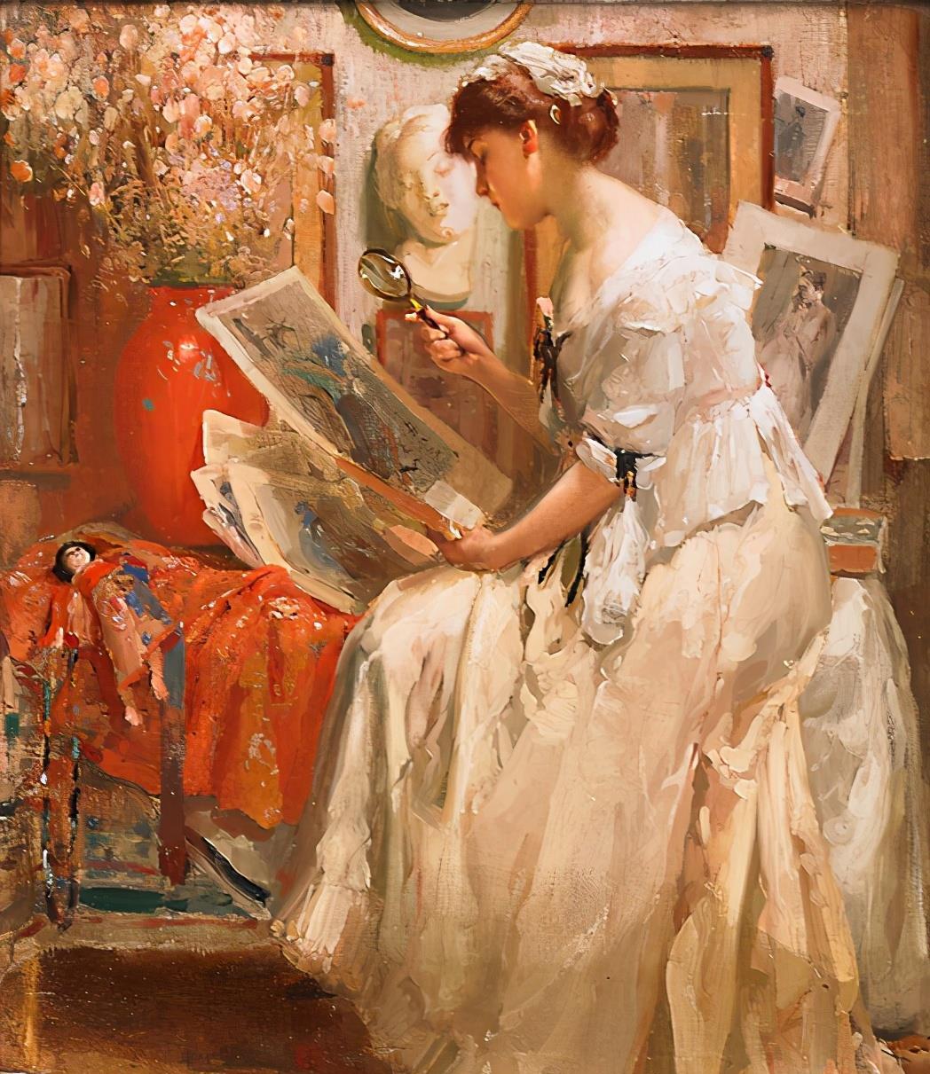 比利时后印象派画家费尔南德图森(1873–1956年)油画作品欣赏