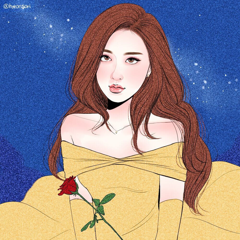 blackpink粉墨造型手绘头像插画