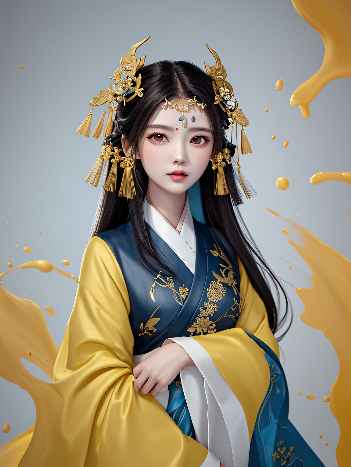 黄衣翩然,古风梦幻