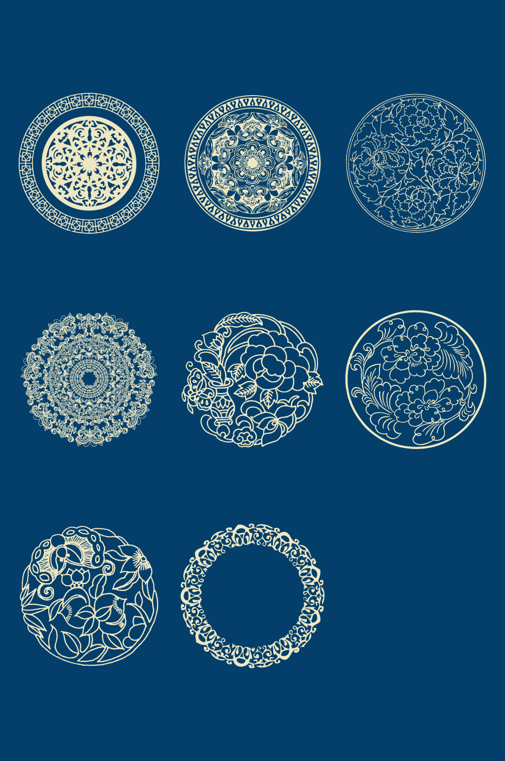 干货!12组国风图案 花纹传统古典图案 边框底纹 矢量图案
