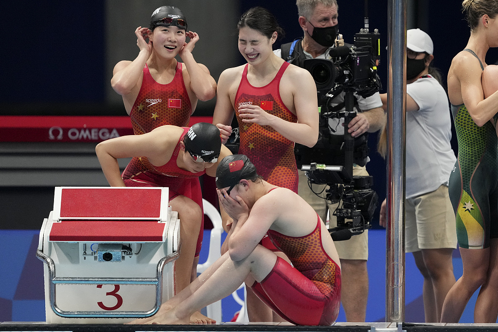 2020东京奥运会女子4x200米自由泳接力决赛 打破世界纪录 中国队夺金