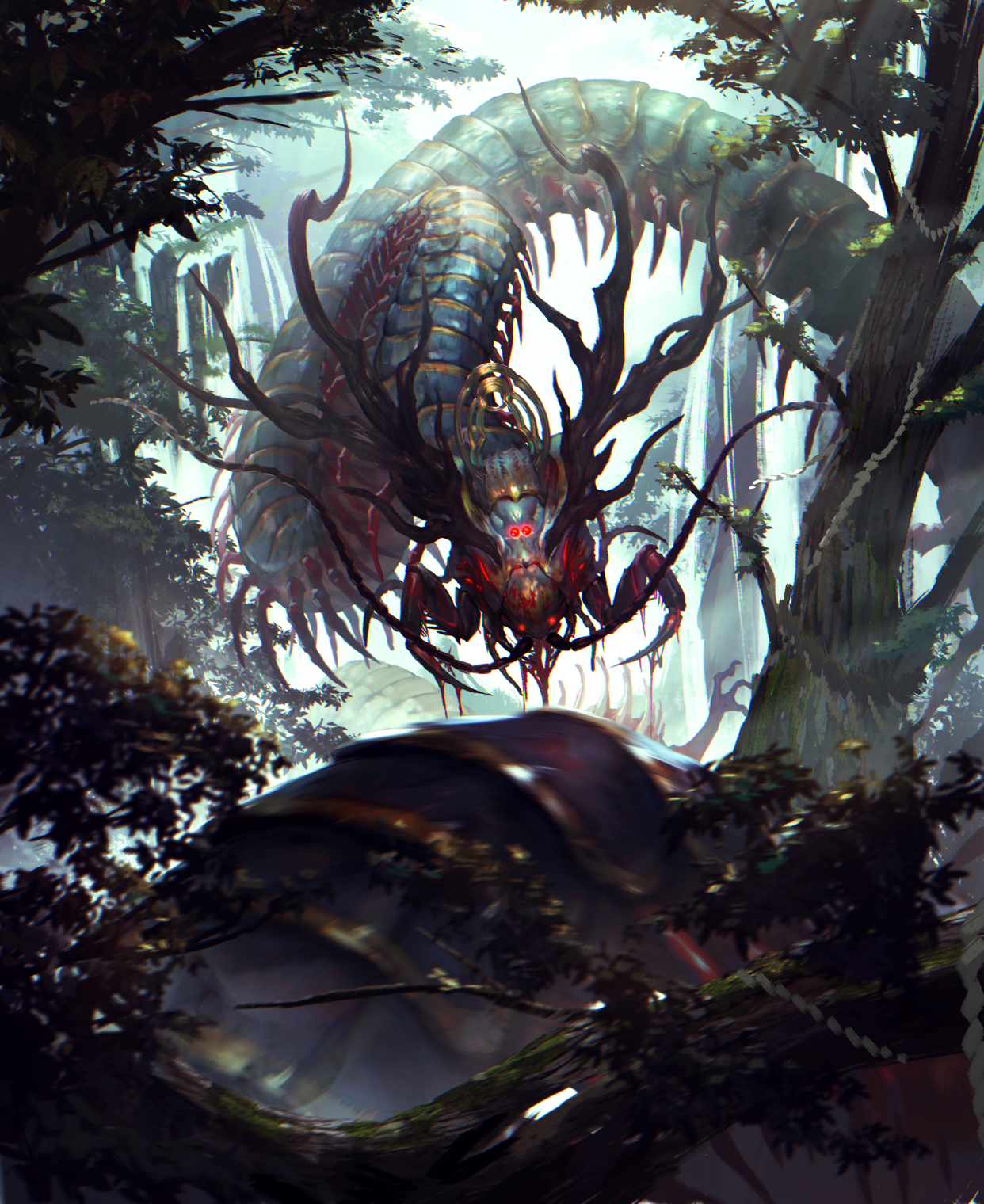 插画师"鏃"设计的一组怪物概念作品!造型诡异,画风帅气!