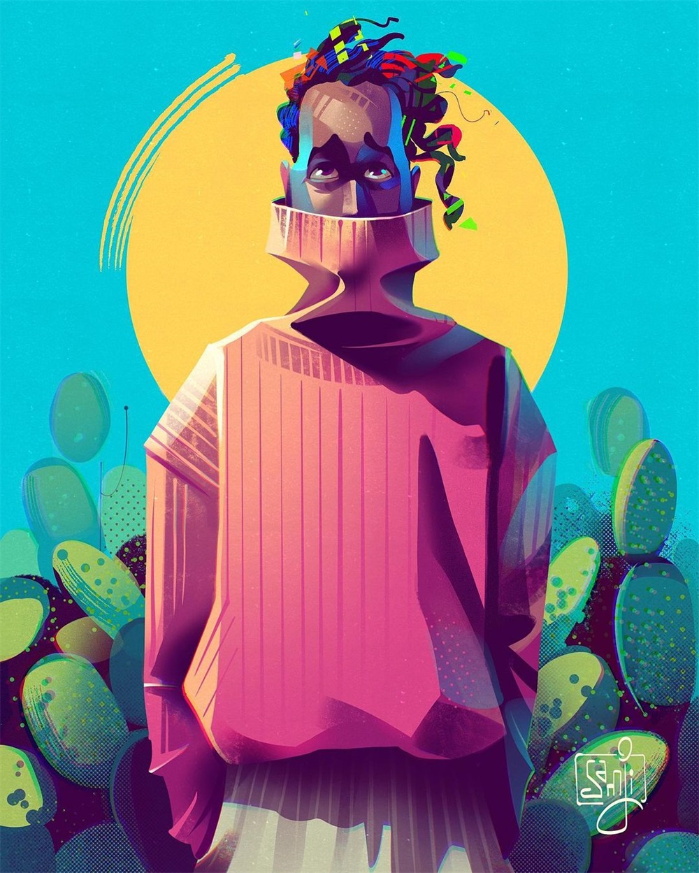 绘画作品欣赏,人物光影插画!