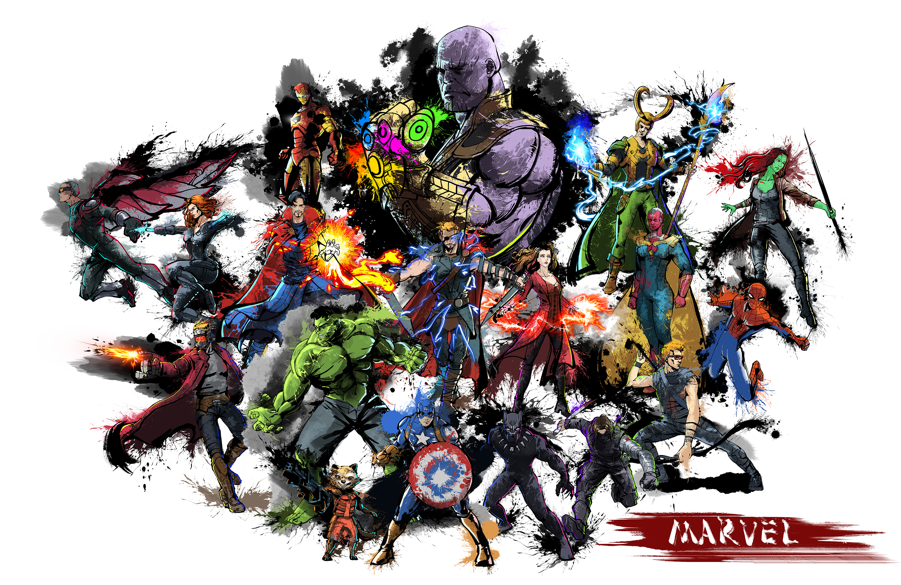 这样的「漫威」人物画你爱了吗?(原画收藏brucevictory)