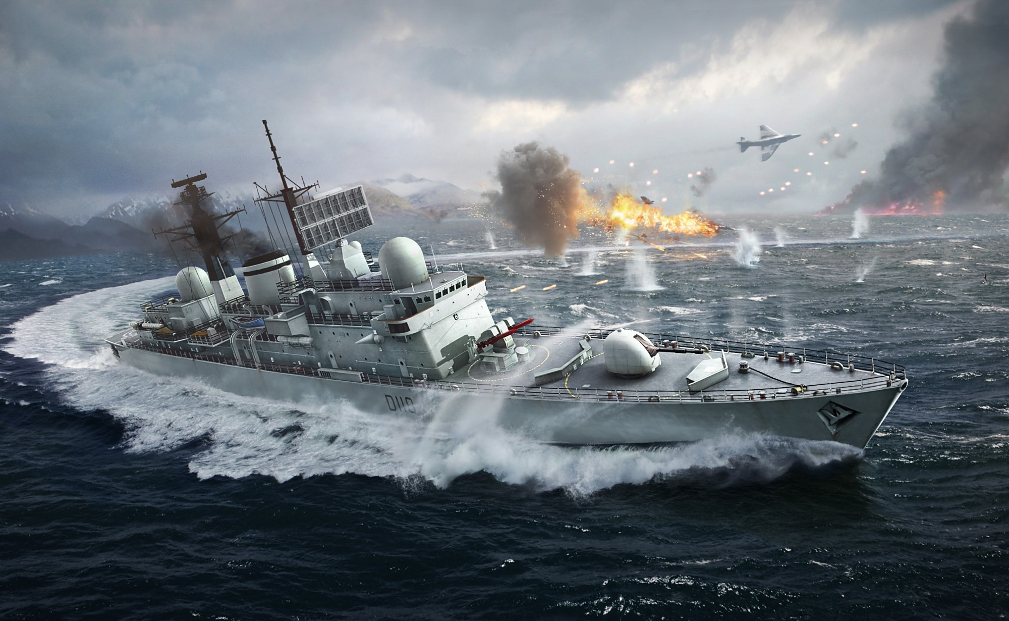 国内插画大佬绘制的一组现代军舰插画!画面相当有气势!