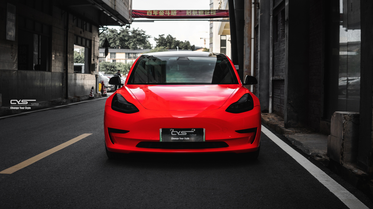 cys改色|特斯拉model3 白金荧光水晶红x-fl13