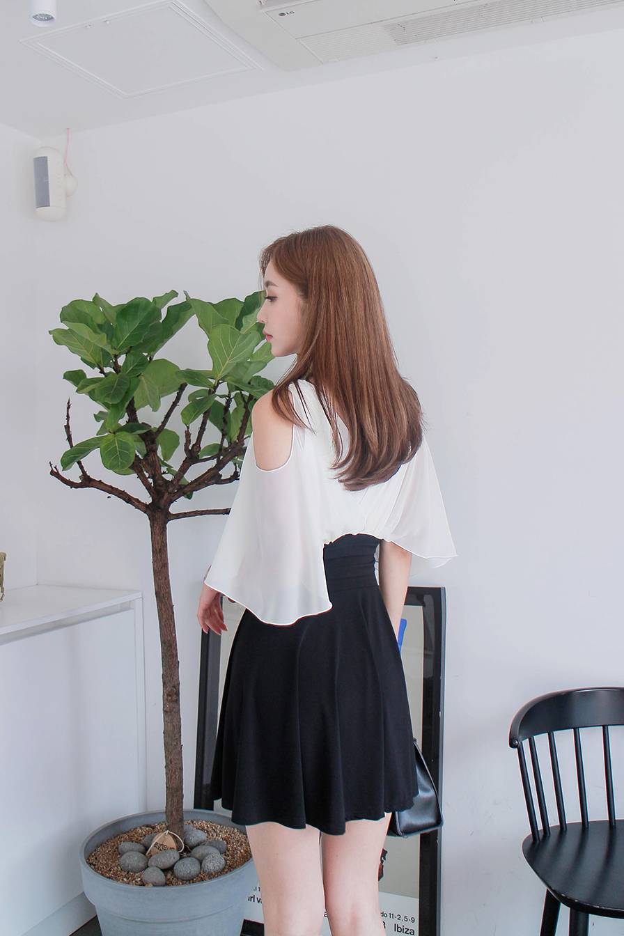 孙允珠—女媛温馨漂色斜肩白衬衫&轻扬披肩纱巾浪漫天使雪纺衫