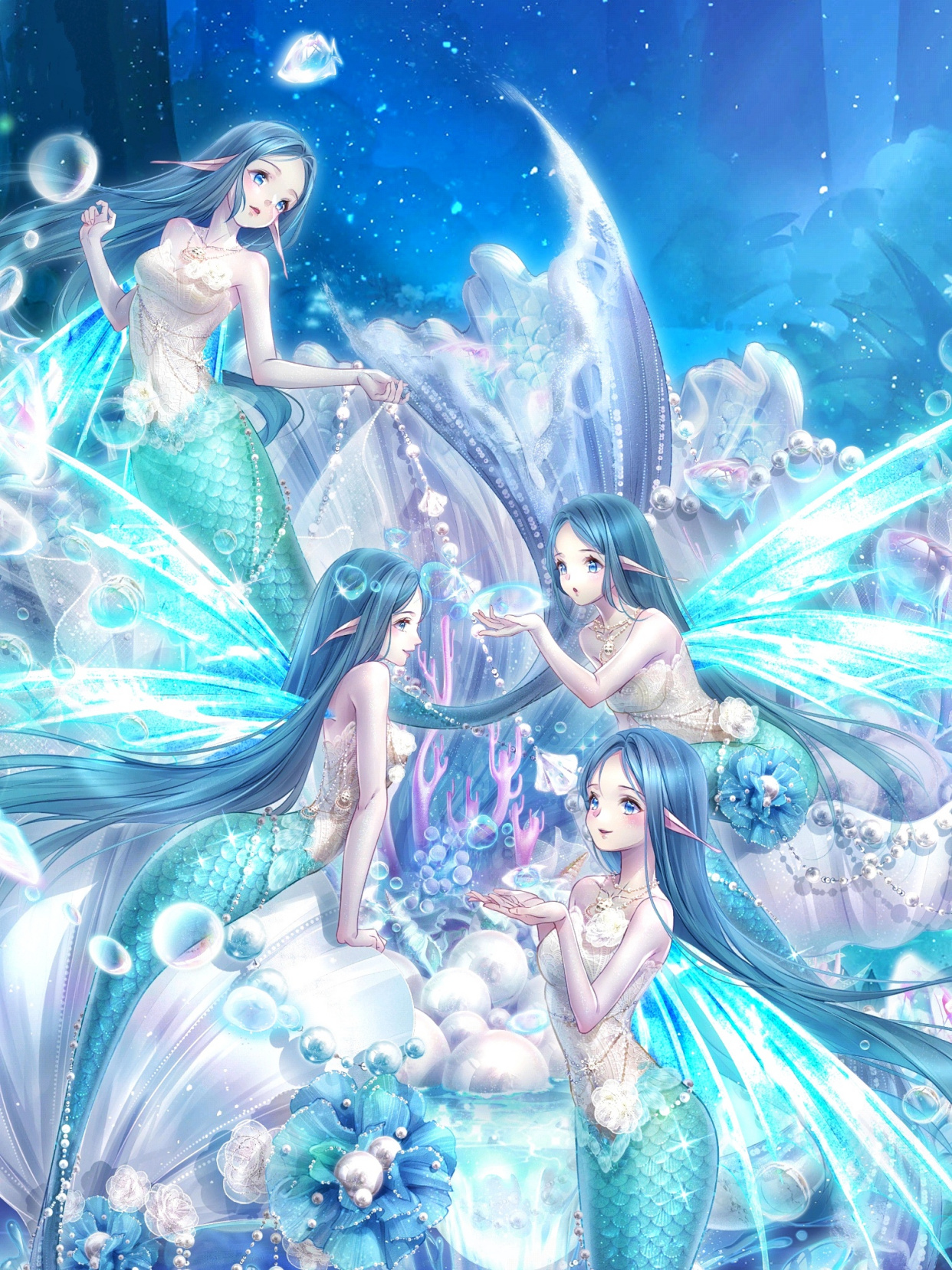 奇迹暖暖:鲛鱼套和小鲛人的美图安利,海中绝美的风景