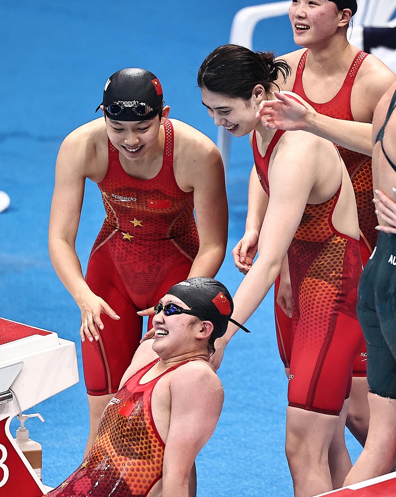 2020东京奥运会女子4x200米自由泳接力决赛 打破世界纪录 中国队夺金