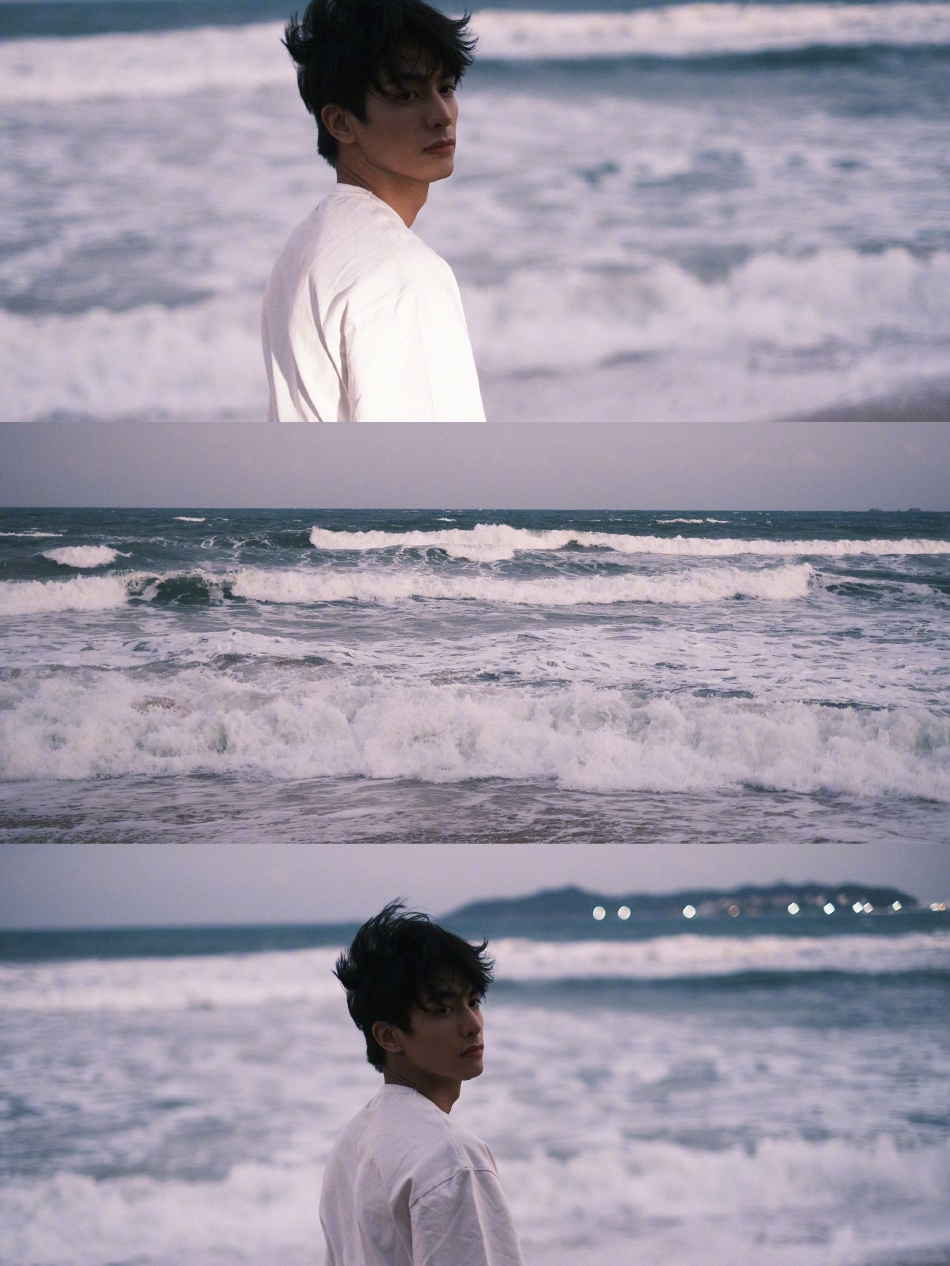 组图:宋威龙晒海边随拍六宫格 白t少年氛围感满满