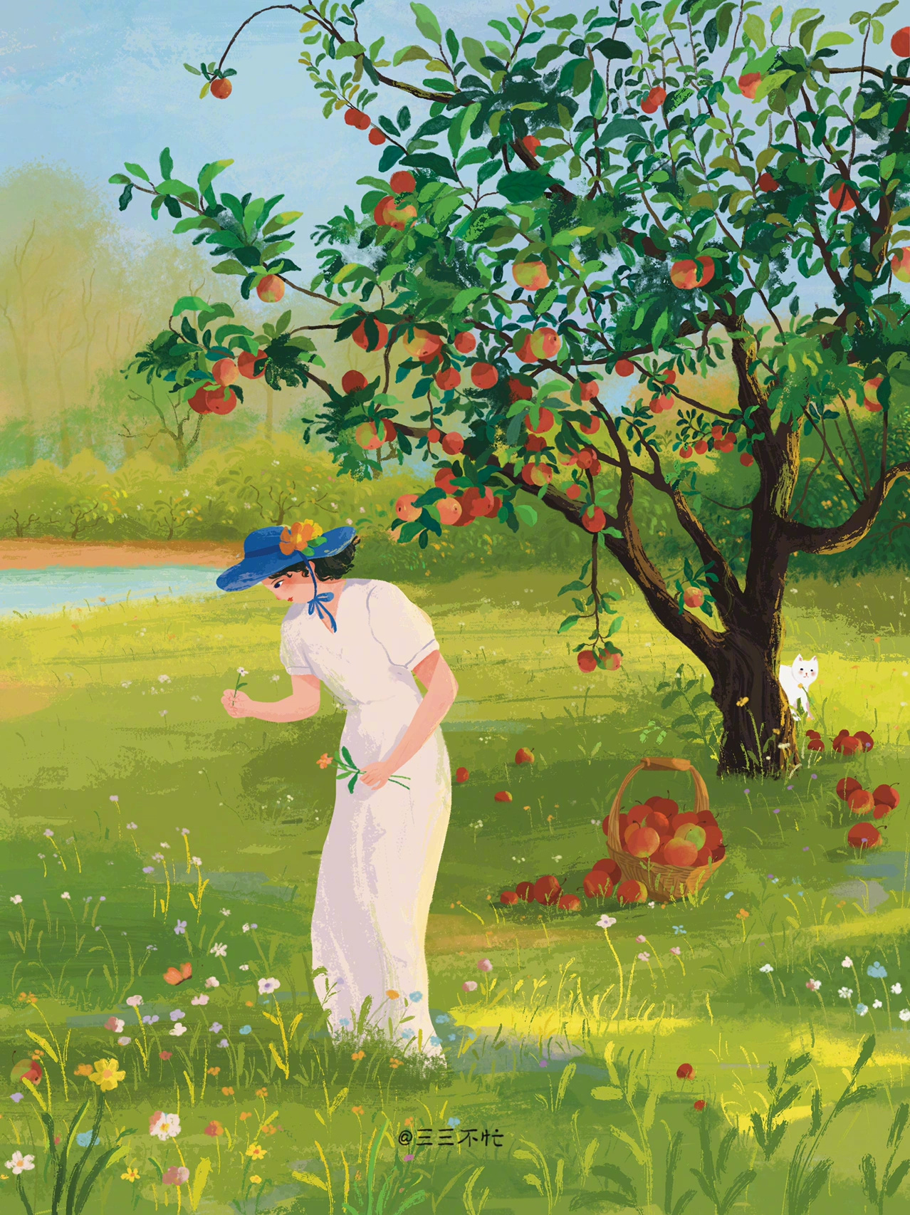 绿色系的插画 画师:三三不忙