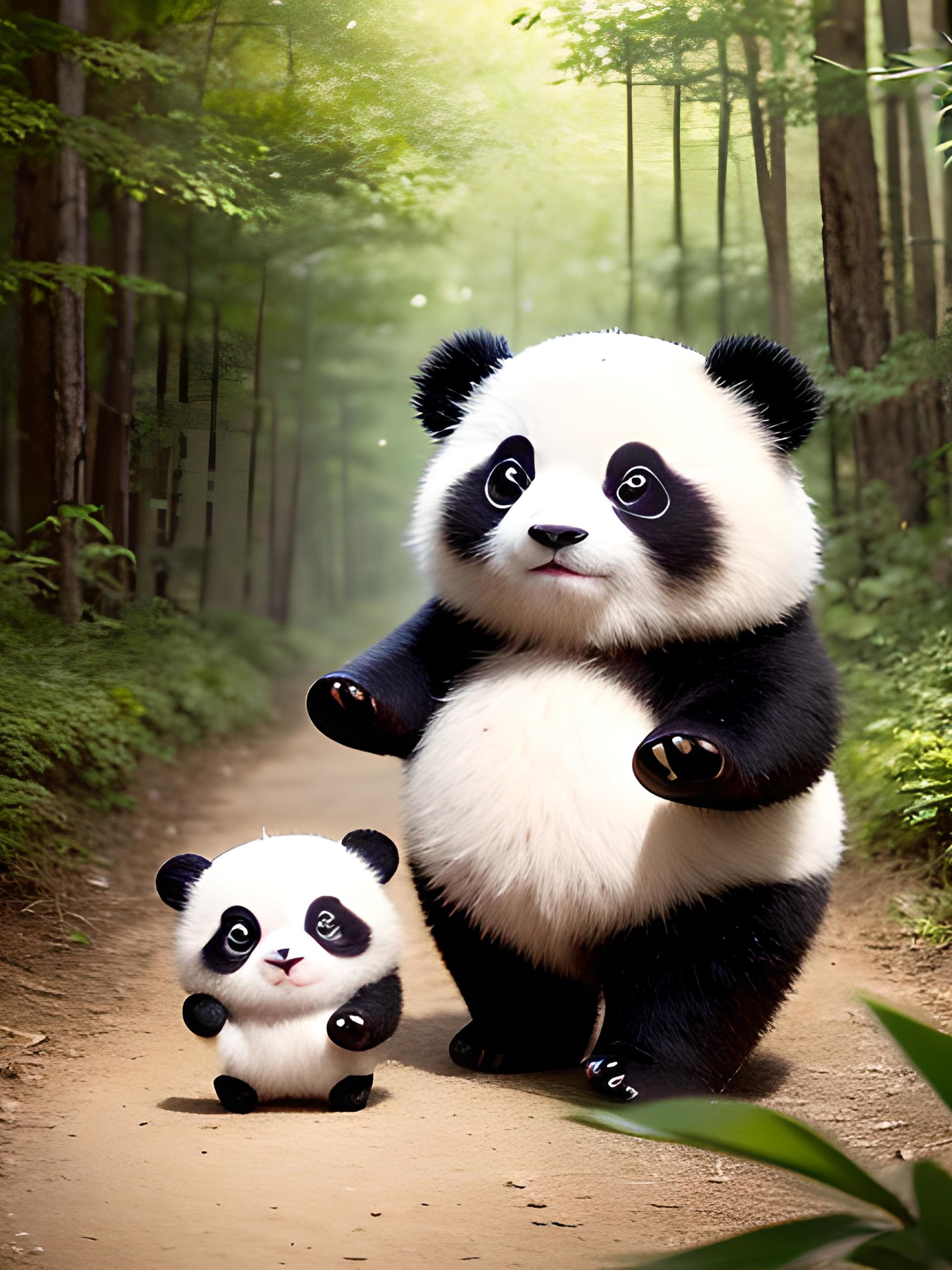 呆萌可爱的国宝大熊猫头像手机壁纸