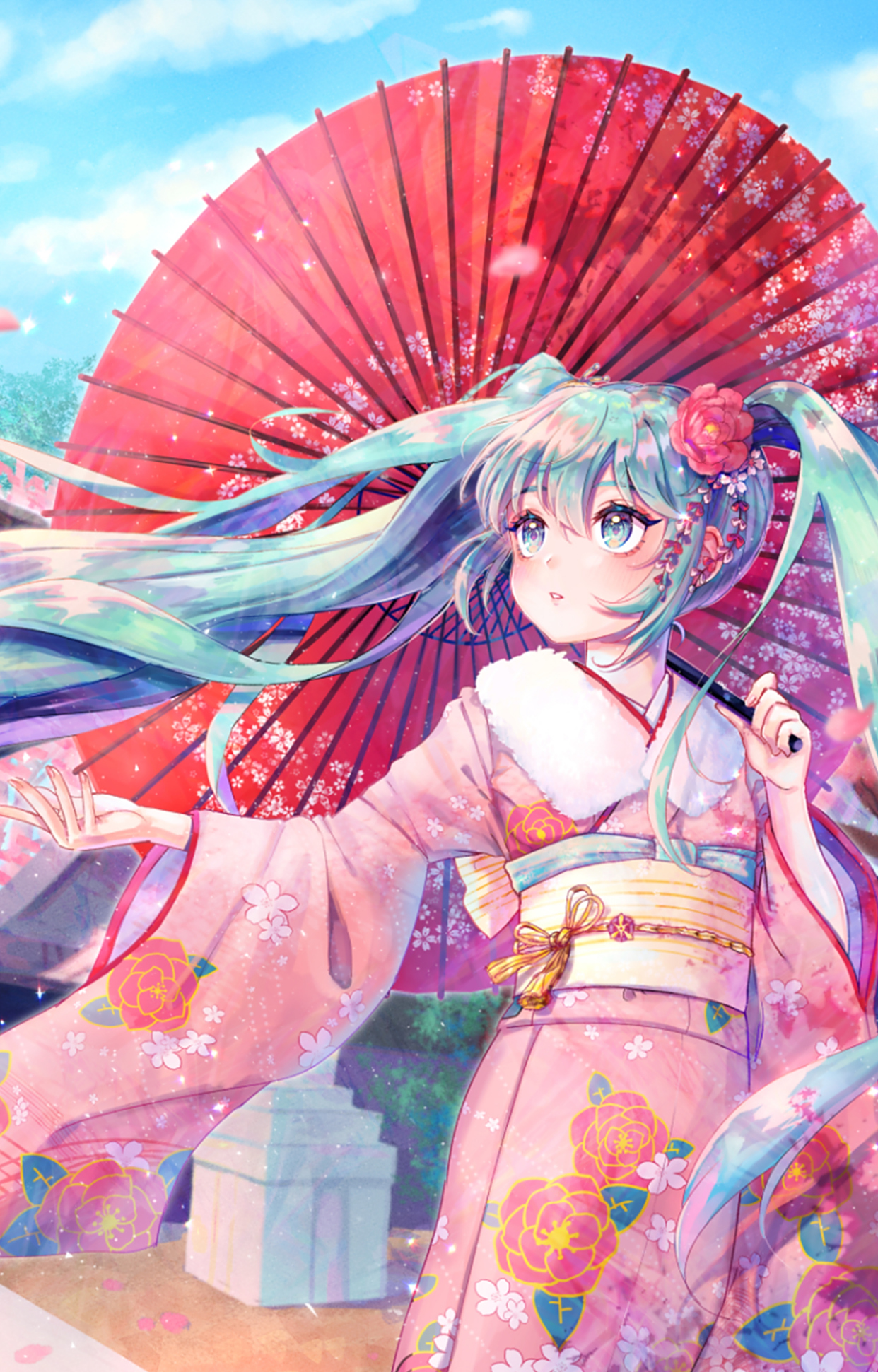 高清手机壁纸分享:极其唯美的日本和服动漫形象,二次元美女插画